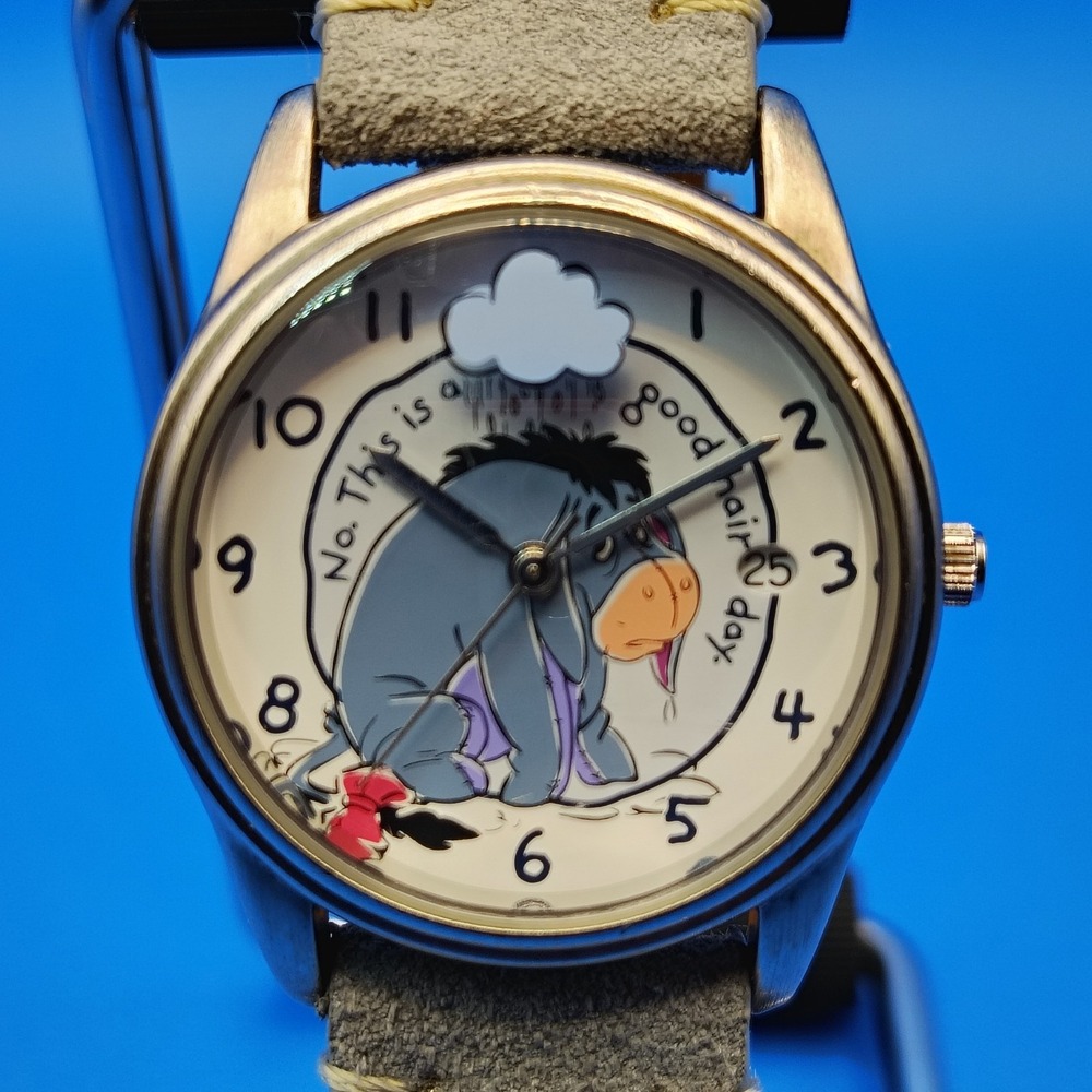 Vintage 1997 Timex Disney Eeyore 33mm Women's Quartz Watch New Suede Leather
